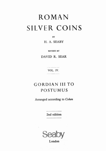 Roman Silver Coins IV. Gordian III to Postumus