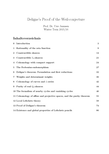 Deligne’s Proof of the Weil-conjecture [Lecture notes]