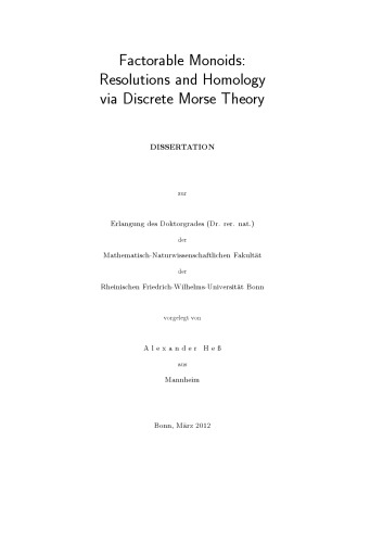 Factorable Monoids: Resolutions and Homology via Discrete Morse Theory [PhD thesis]