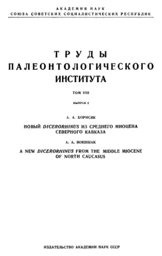 Новый Dicerorhinus из среднего миоцена Северного Кавказа.