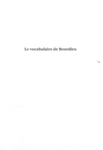 Le vocabulaire de Bourdieu