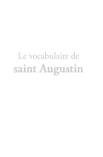 Le vocabulaire de Saint-Augustin