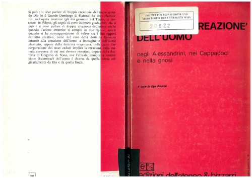 La Doppia Creazione dell’Uomo. negli Alessandrini, nei Cappadoci e nella gnosi, Origen, Gregory of Nyssa
