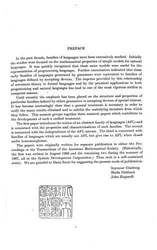 Studies in Abstract Families of Languages