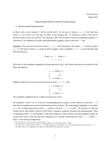 Representable Functors and the Yoneda Lemma [expository notes]