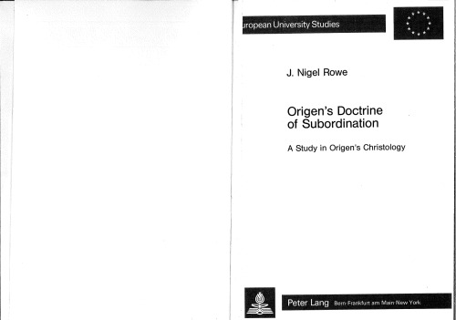 Origen’s doctrine of subordination