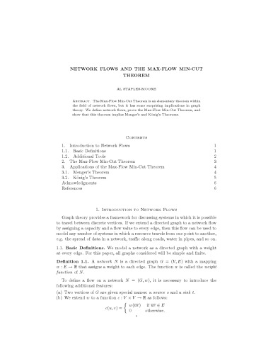 Network flows and the max-flow min-cut theorem