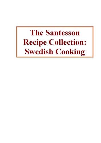 The Santesson recipe collection : Swedish cooking
