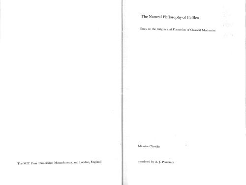 Natural Philosophy of Galileo: Essays on the Origins and Formation of Classical Mechanics