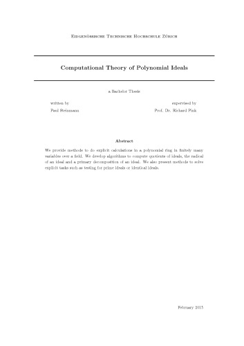 Computational Theory of Polynomial Ideals [Bachelor thesis]