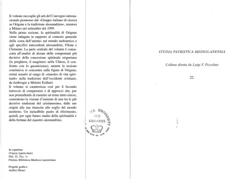 Origene. Maestro di vita spirituale