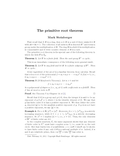The primitive root theorem [expository notes