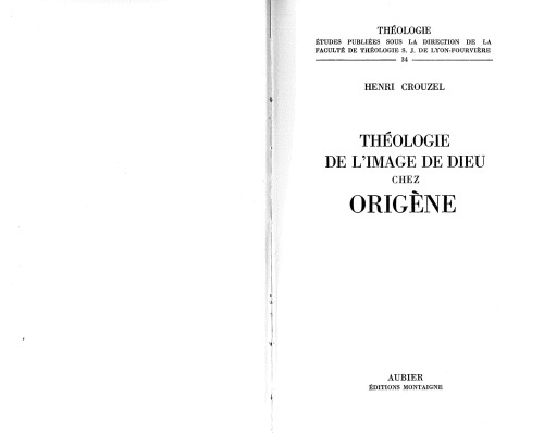 Théologie de l’image de Dieu chez Origène