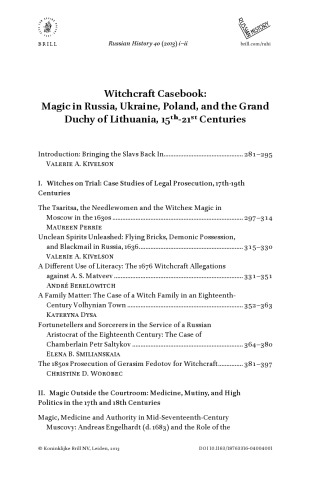 Witchcraft Casebook: Magic in Russia, Ukraine, Poland, and the Grand Duchy of Lithuania, 15th-21st Centuries