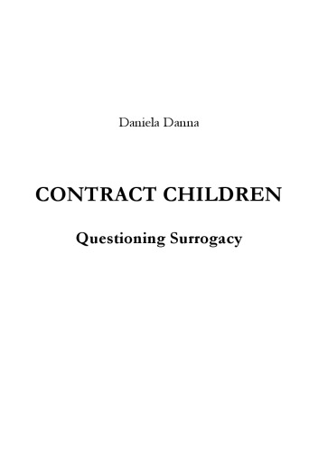 Contract Children. Questioning Surrogacy