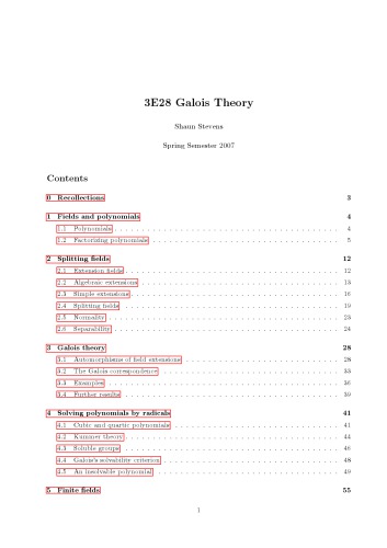 3E28 Galois Theory [Lecture notes]