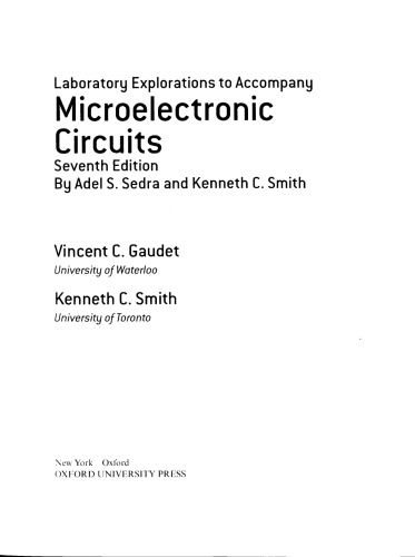 Laboratory Explorations to Accompany Microelectronic Circuits