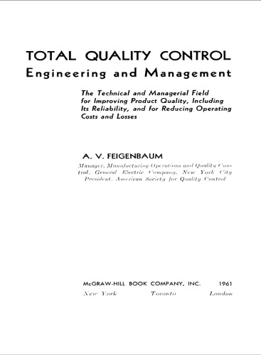 Total quality control: engineering and management