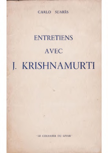 Entretiens avec J. Krishnamurti