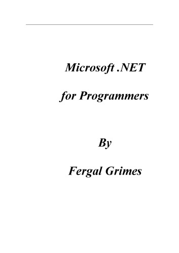 Microsoft .NET for Programmers