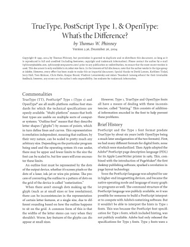 TrueType, PostScript Type 1, & OpenType: What’s the Difference?