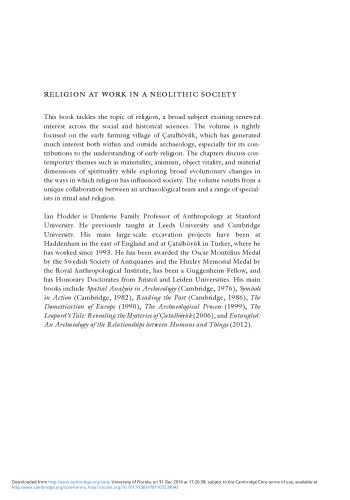 Religion at Work in a Neolithic Society: Vital Matters