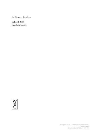 Symboltheorien. Der Symbolbegriff im Theoriekontext