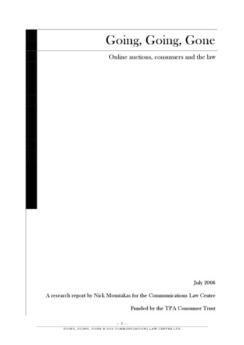 Going, going, gone : online auctions, consumers and the law