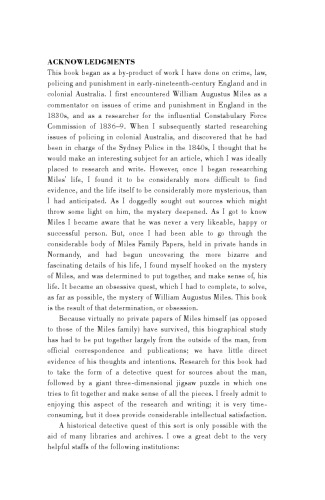William Augustus Miles (1796-1851) : crime, policing and moral entrepreneurship in England and Australia
