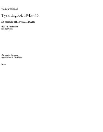 Tysk dagbok 1945-46 : en sovjetisk officers anteckningar