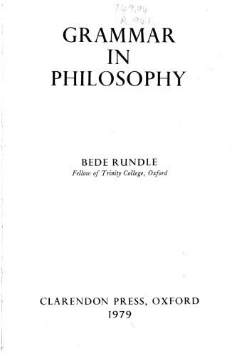 Grammar in Philosophy