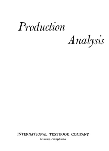 Production analysis and control