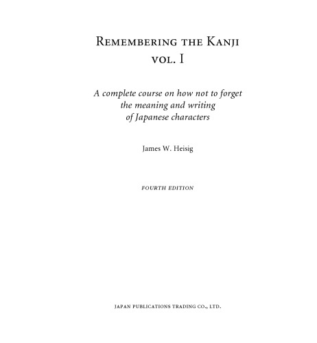 Remembering the Kanji vol. I