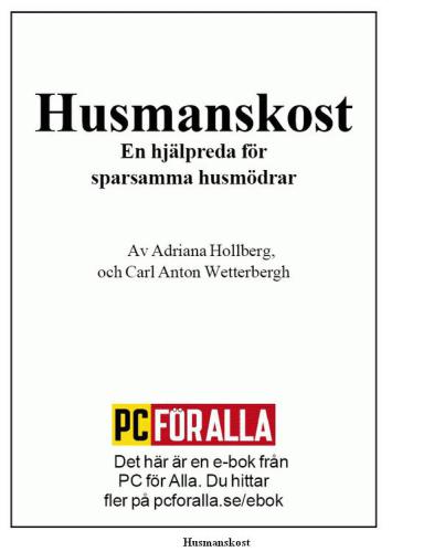 Husmanskost. En hjälpreda för sparsamma husmödrar.