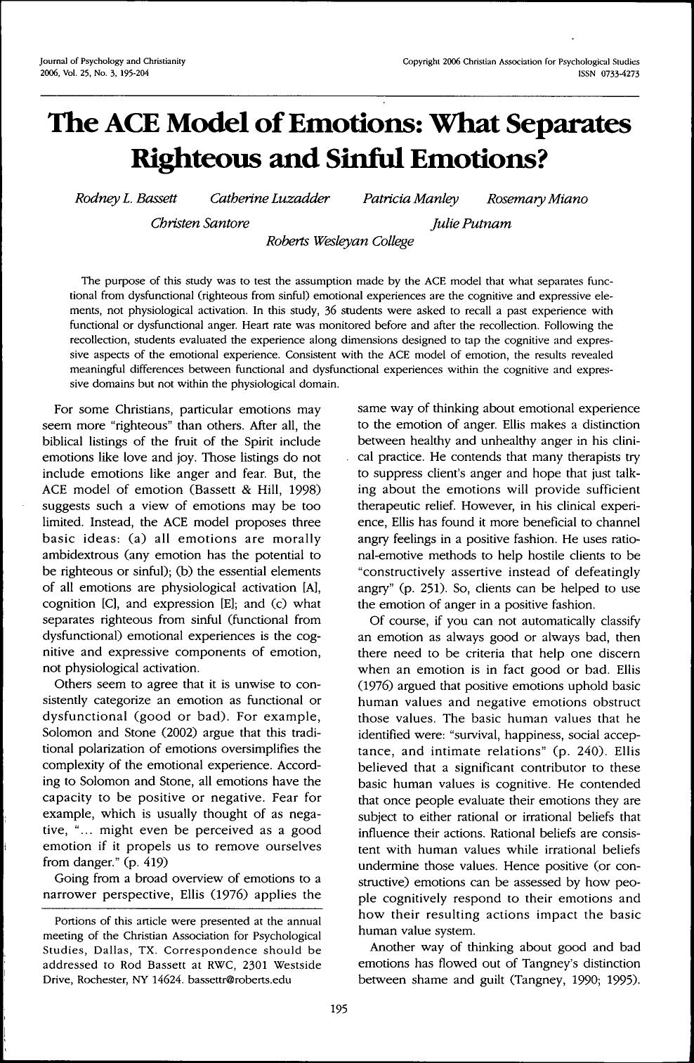 ACE Model of Emotions