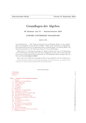 Grundlagen der Algebra [Lecture notes]
