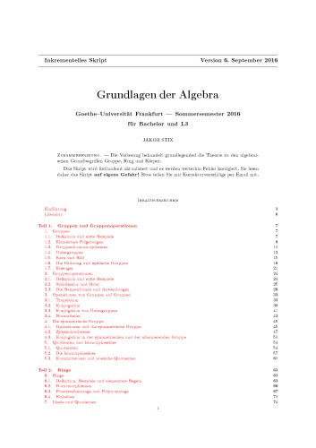 Grundlagen der Algebra [Lecture notes]