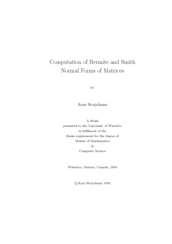 Computation of Hermite and Smith Normal Forms of Matrices