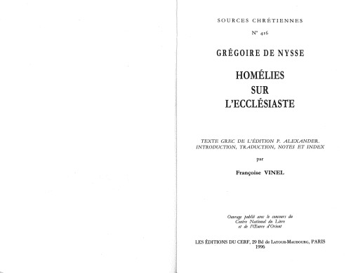 Homélies sur l’Ecclésiaste