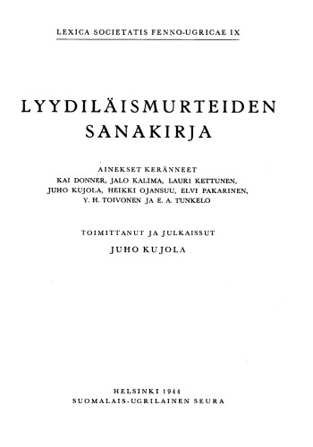 Lyydiläismurteiden sanakirja