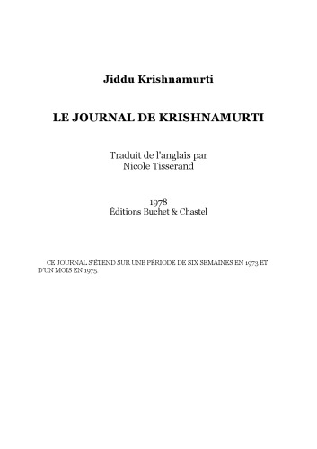 Le journal de Krishnamurti