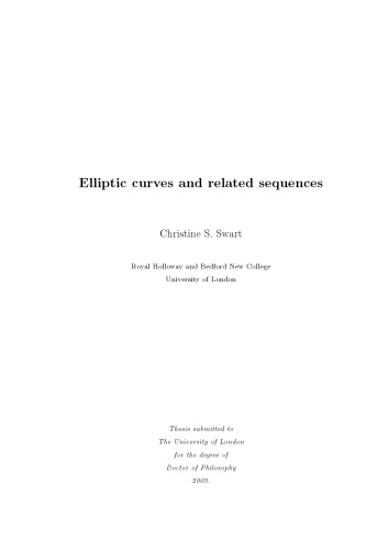 Elliptic curves and related sequences [PhD thesis]