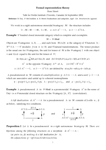 Formal representation theory [expository notes]