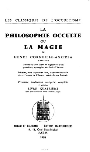 La Philosophie Occulte ou La Magie.Vol.IV
