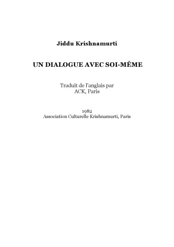 Un dialogue avec soi-même