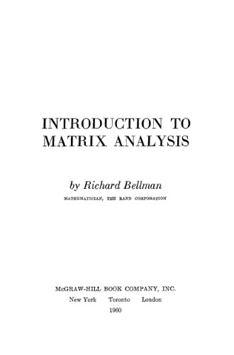Introduction to Matrix Analysis