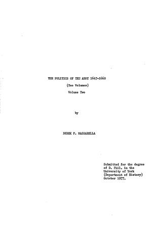 The politics of the Army 1647-1660.
