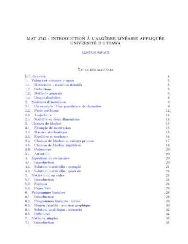 Introduction à l’algèbre linéaire appliquée  [Lecture notes]