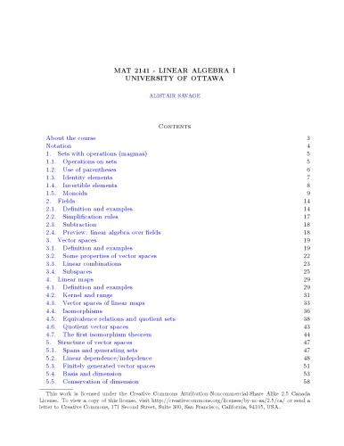 MAT 2141 - Linear Algebra I [Lecture notes]