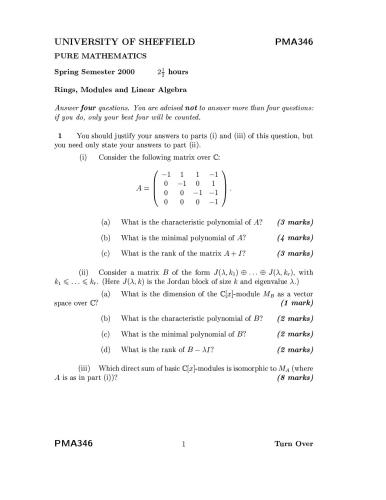 PMA 346 Rings, Modules and Linear Algebra [Lecture notes]